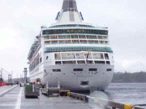 Our ferry looks like a toy next to a cruise ship!